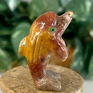 Miniature DOLPHIN Stone Carving Mini Figurine Steatite Soapstone Animal Pet 1.5"